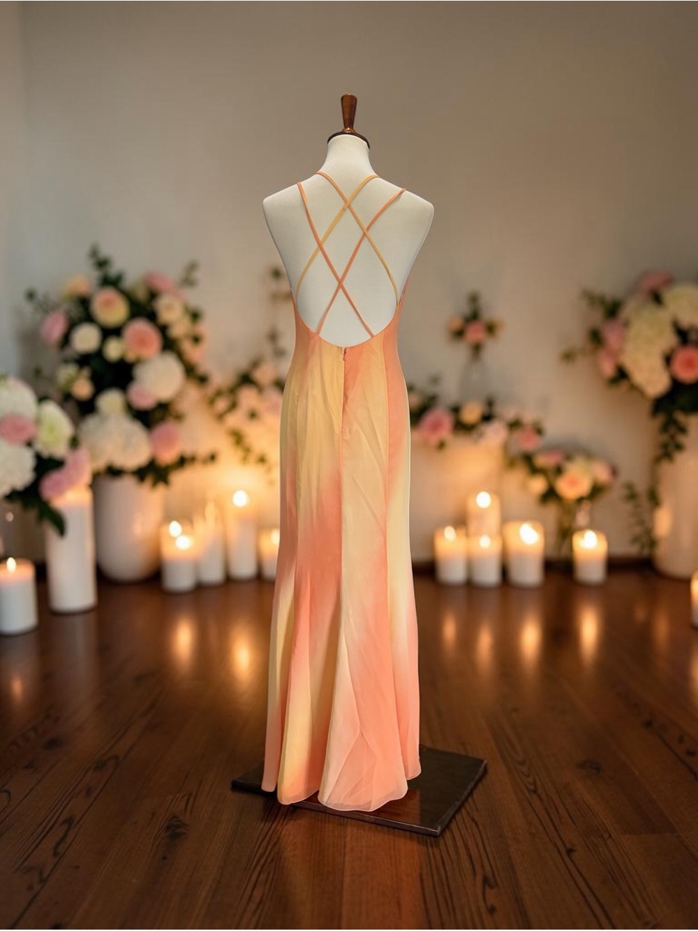 Sunset Ombre Maxi Slip Dress in Orange Size 8 - Picture 7 of 12